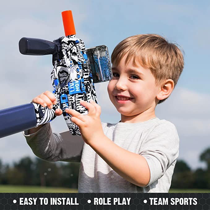 Mitraliera de jucarie electrica Flippy cu bile de hidrogen de gel, gun bluster, tragere in rafala, varsta peste 6 ani, ochelari de protectie, 5000 de bile incluse, cablu de incarcare, 40.1 x 31.6 cm,  [3]