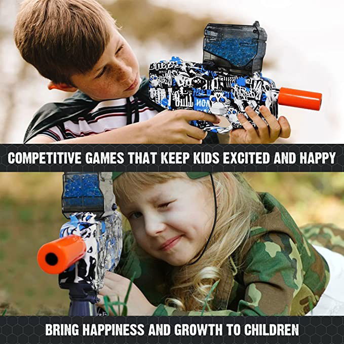 Mitraliera de jucarie electrica Flippy cu bile de hidrogen de gel, gun bluster, tragere in rafala, varsta peste 6 ani, ochelari de protectie, 5000 de bile incluse, cablu de incarcare, 40.1 x 31.6 cm,  [5]