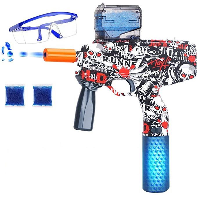 Mitraliera de jucarie electrica Flippy cu bile de hidrogen de gel, gun bluster, tragere in rafala, varsta peste 6 ani, ochelari de protectie, 5000 de bile incluse, cablu de incarcare, 40.1 x 31.6 cm,  [4]
