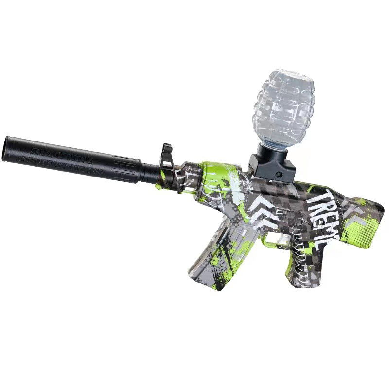 Mitraliere cu Bile Hidrogen - Mitraliera de jucarie electrica Flippy cu bile de hidrogen de gel, gun bluster, tragere in rafala, varsta peste 6 ani, sageti cu ventuze de spuma, amortizor, ochelari de protectie, 5000 de bile inclus