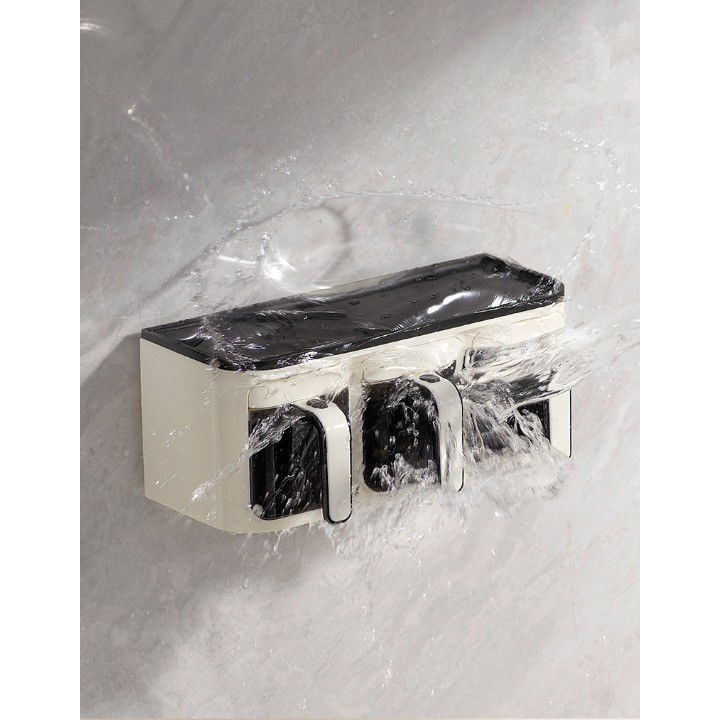 Cutie de Depozitare a Condimentelor, Flippy, de Uz Casnic, Montare pe Perete, 3 Compartimente, 25.8 x 13.6 x 10.5cm, Alb-Negru [5]