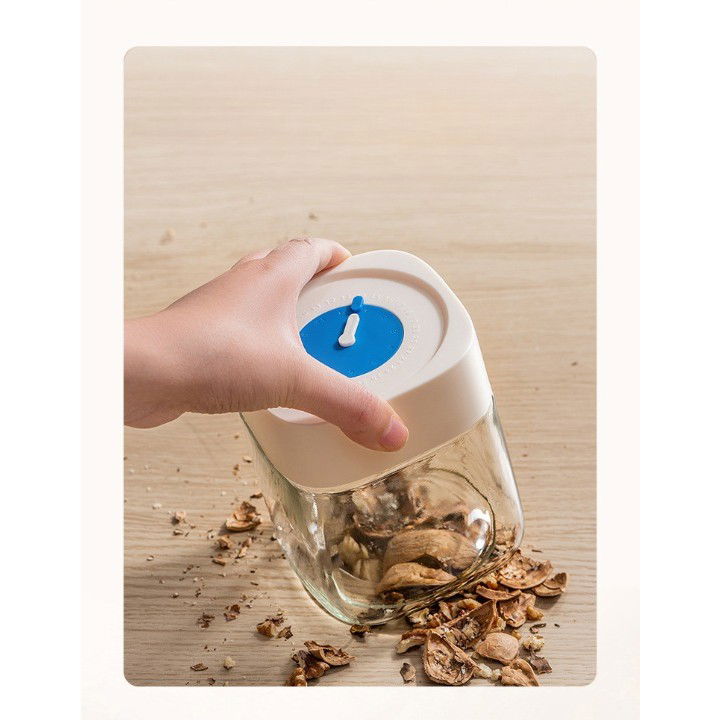 Borcan din Sticla de Inalta Calitate, Flippy, Capac Ermetic, Uz Casnic, Depozitarea Condimentelor sau a Alimentelor Umede si Uscate, 750 mL, 10x10x12.2 cm, Alb [3]