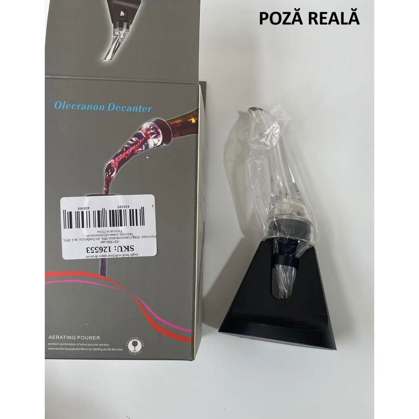 Aerator cu Turnator de Vin 2in1, Flippy, Decantare, Anti-Picurare, Fara Scurgere, 18x10x8cm, Negru [7]