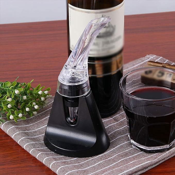 Pentru casa - Aerator cu Turnator de Vin 2in1, Flippy, Decantare, Anti-Picurare, Fara Scurgere, 18x10x8cm, Negru