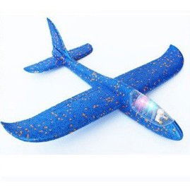 Avion Planor cu Pilot, Flippy, Din Polistiren, Cu Lumini in Cabina Pilotului, Lungime 47 cm, Albastru [4]