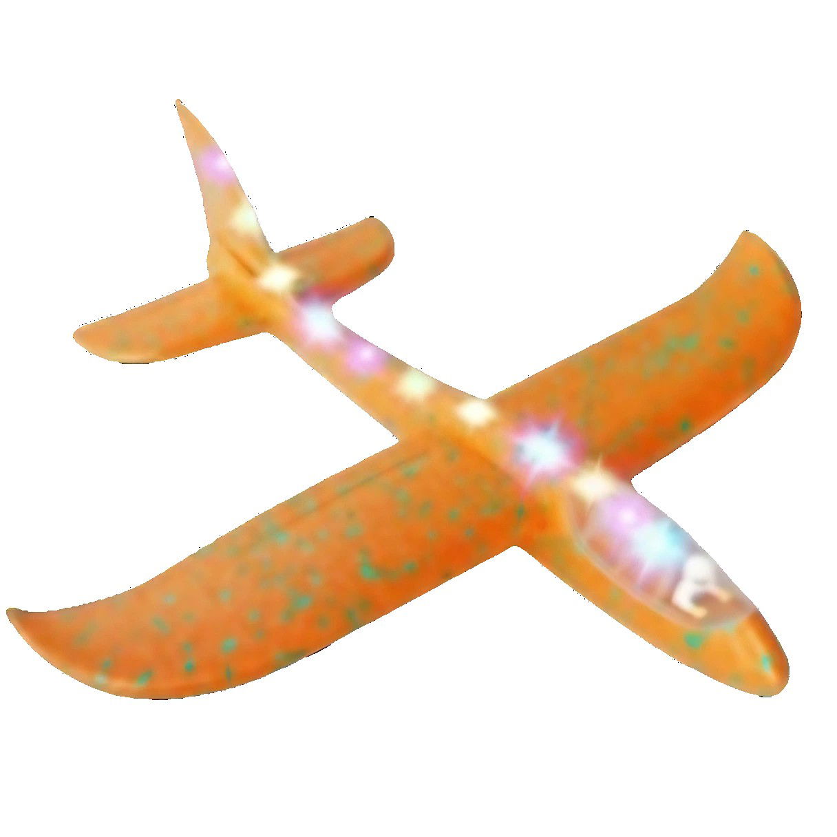 Jucarii - Avion Planor cu Pilot, Flippy, Din Polistiren, Cu Lumini pe Toata Lungimea, 47 cm, Portocaliu