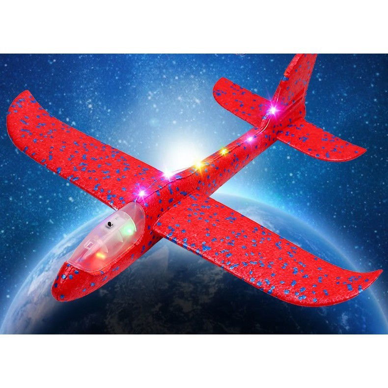 Avion Planor cu Pilot, Flippy, Din Polistiren, Cu Lumini pe Toata Lungimea, 47 cm, Rosu [5]