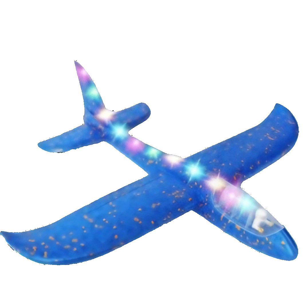 Avion Planor cu Pilot, Flippy, Din Polistiren, Cu Lumini pe Toata Lungimea, 47 cm, Albastru [4]