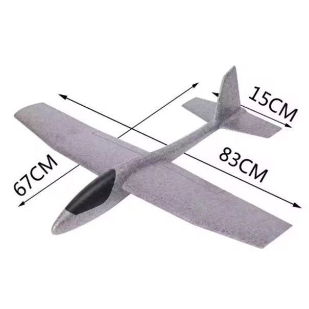 Avion Zburator, Flippy, Tip Planor, 83 cm Lungime, +3 Ani, din Polistiren, Aruncare 10 - 30 m, Gri [4]