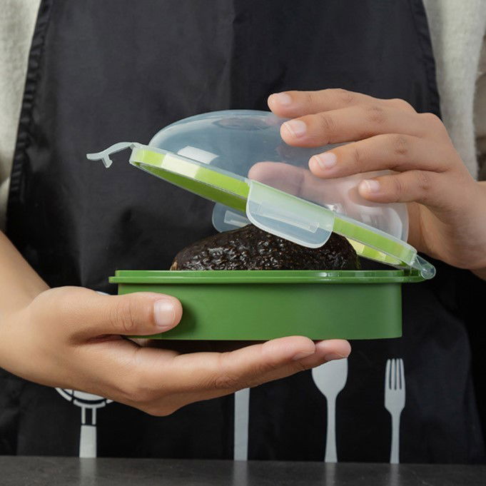 Recipient de Depozitare Avocado, Flippy, Etans, pentru Frigider, din Plastic, Mentinere Proaspata, 15.3x11x8 cm, Verde [7]