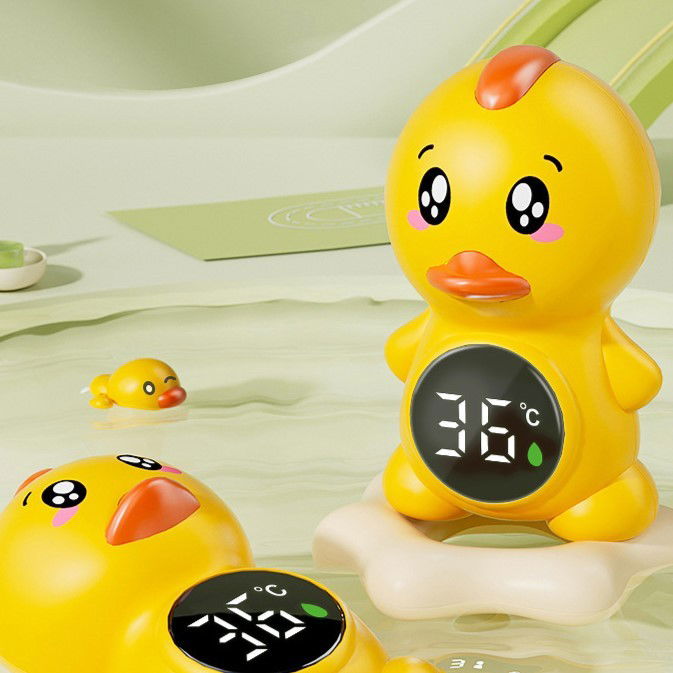 Termometru Electronic LED pentru Baie, Plutitor, Rezistent la apă, IPX7, Multifunctional, 3 Trepte de Temperatura, Model Ratusca, 12x7cm, Galben [4]