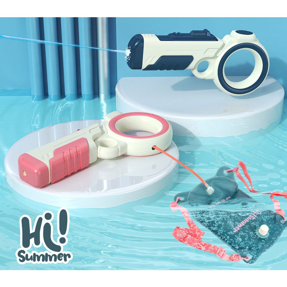 Pistol cu apa pentru copii Flippy, rezervor tip ghiozdan, 1500 ml, reglabil, material ABS/silicon, distanta improscare 8 metri, tragaci cu presiune, 12.5 x 28 cm, albastru [4]