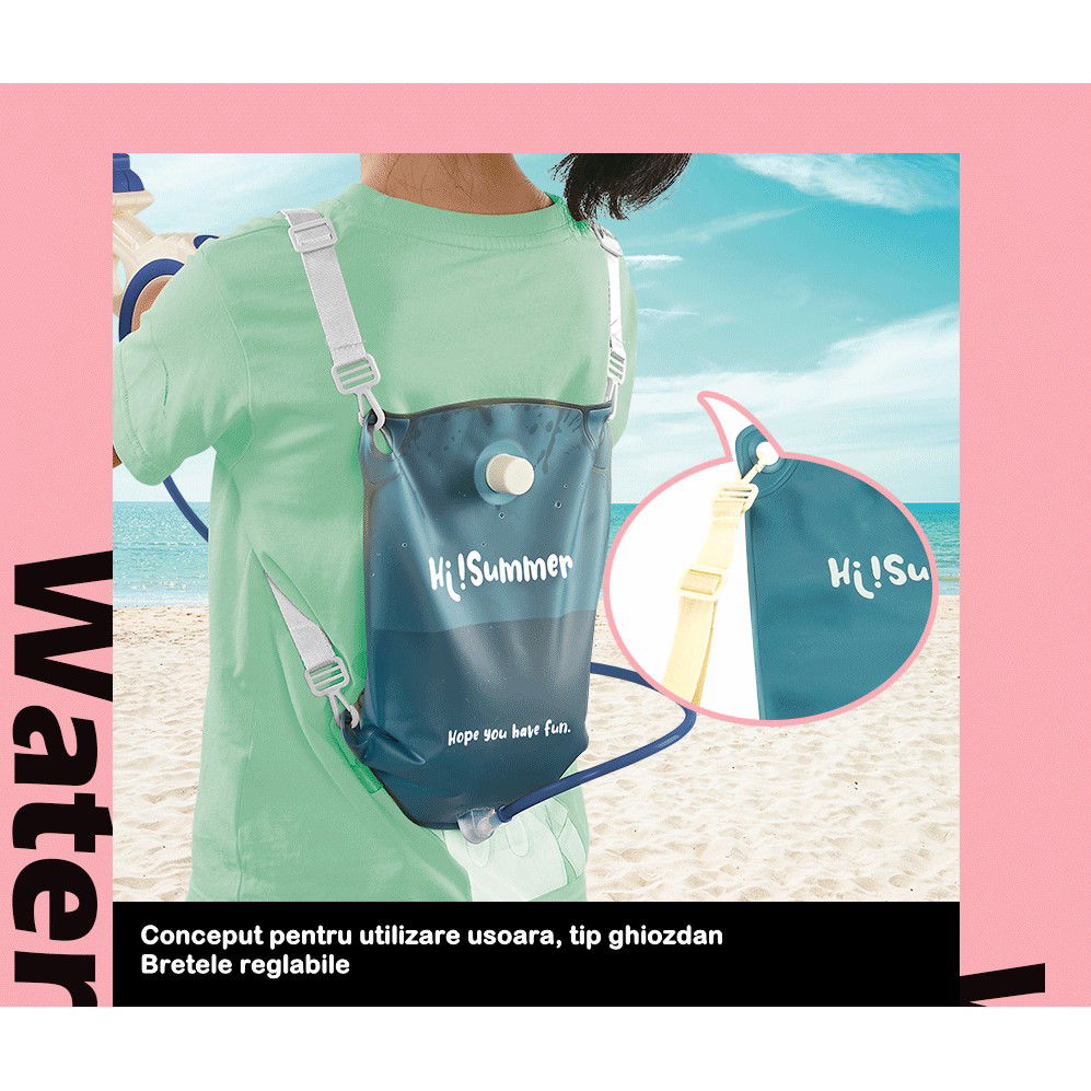 Pistol cu apa pentru copii Flippy, rezervor tip ghiozdan, 1500 ml, reglabil, material ABS/silicon, distanta improscare 8 metri, tragaci cu presiune, 12.5 x 28 cm, albastru [6]