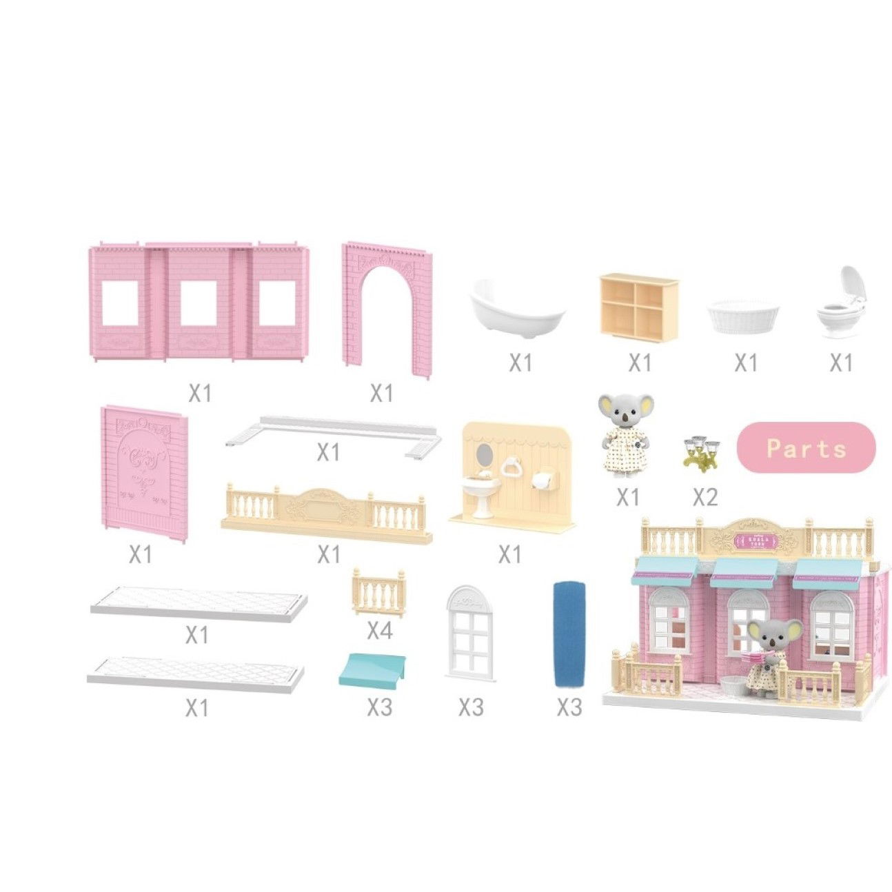 Baie pentru papusi cu mobilier si figurina [5]