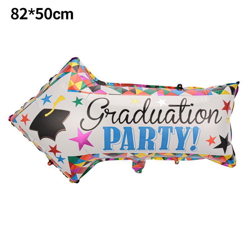 Petrecere - Balon din Folie Metalizata, Flippy, Figurina Sageata, Tema Absolvire, 82x50 cm, Ambalaj Individual, Pai Inclus, Umflare cu Aer sau Heliu, Multicolor