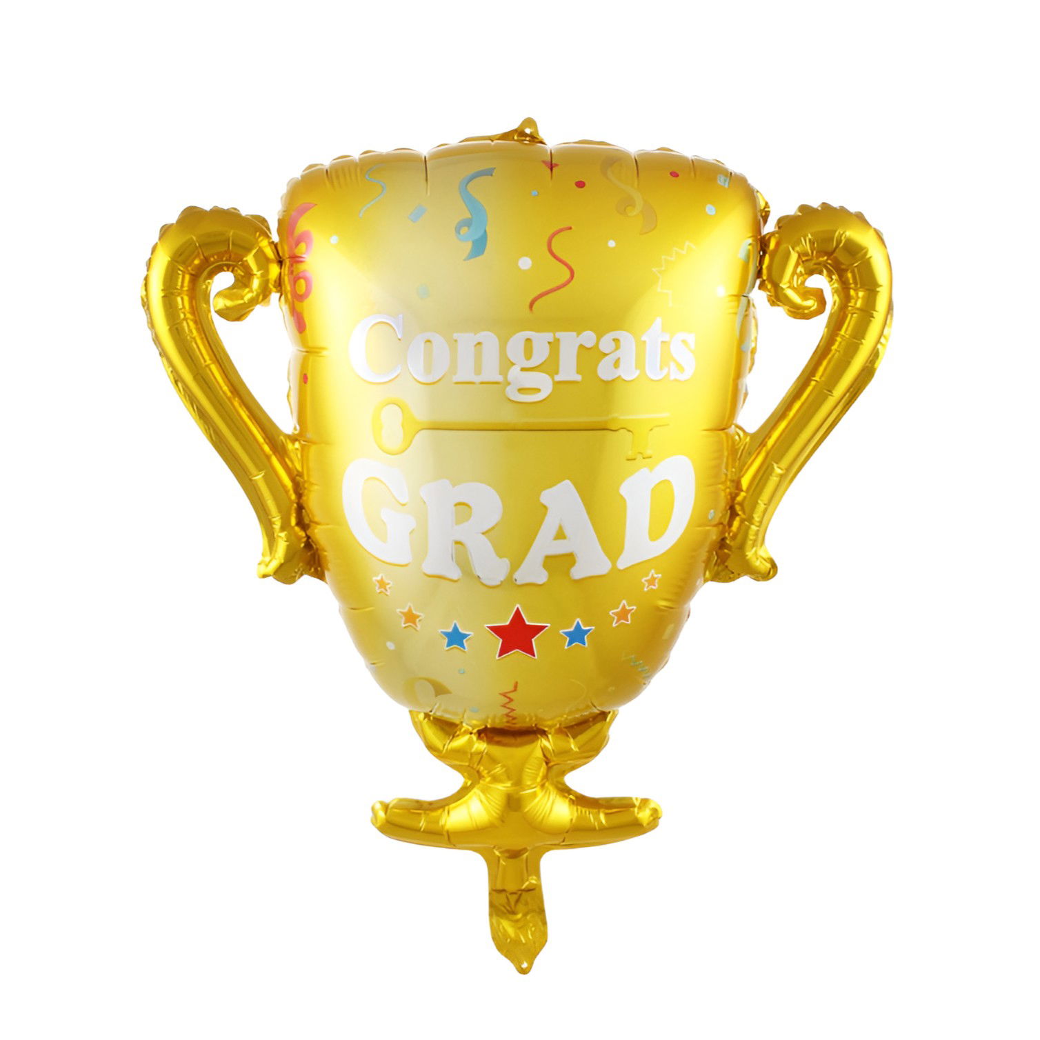 Petrecere - Balon din Folie Metalizata, Flippy, Figurina Cupa, Tema Absolvire, 65x72cm, Ambalaj Individual, Pai Inclus, Umflare cu Aer sau Heliu, Galben