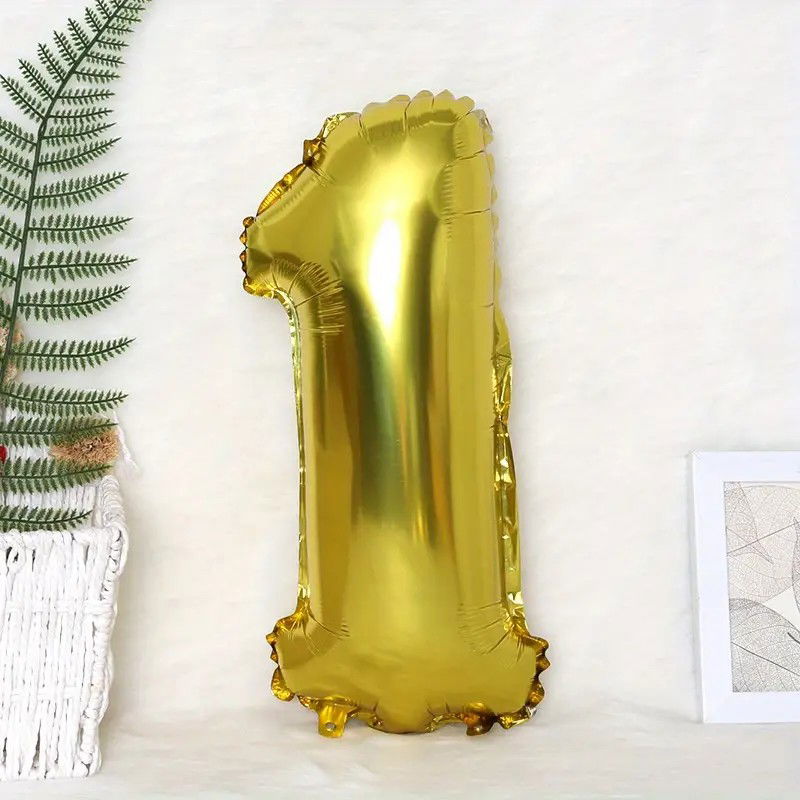 Balon din Folie Flippy, Cifra 1, 81 cm, Pentru Aer sau Heliu, Bulk, Auriu [4]