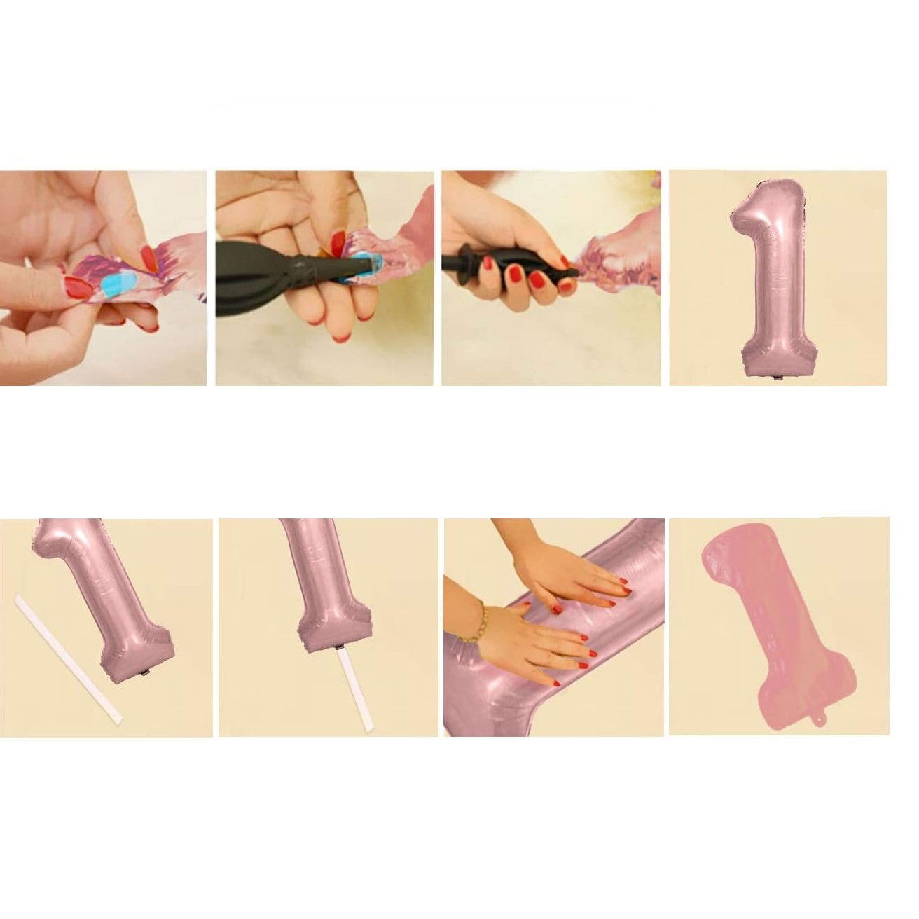 Balon din Folie Flippy, Cifra 2, 81 cm, Pentru Aer sau Heliu, Bulk, Roz Auriu [4]