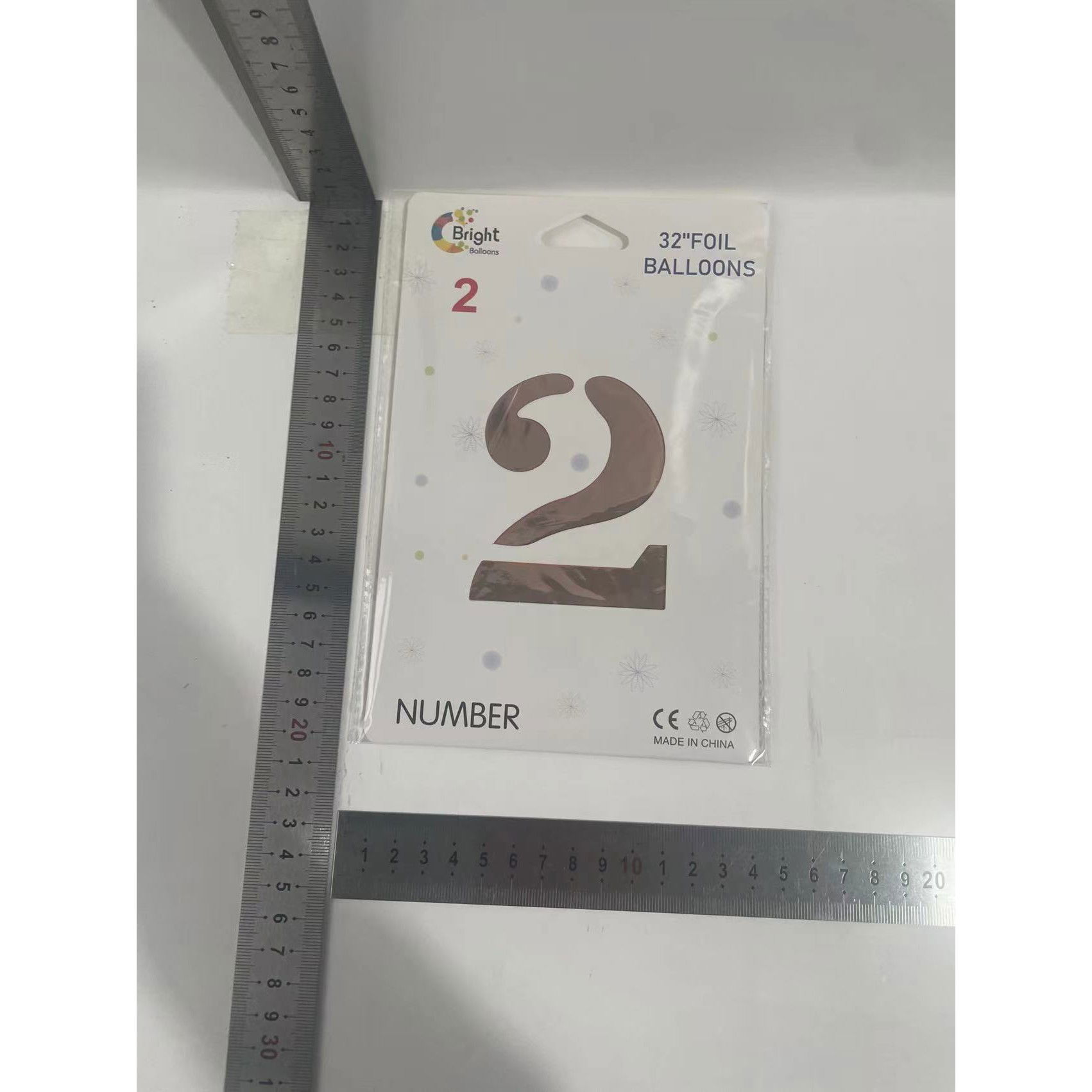 Balon din Folie Flippy, Cifra 2, 81 cm, Pentru Aer sau Heliu, Bulk, Roz Auriu [7]