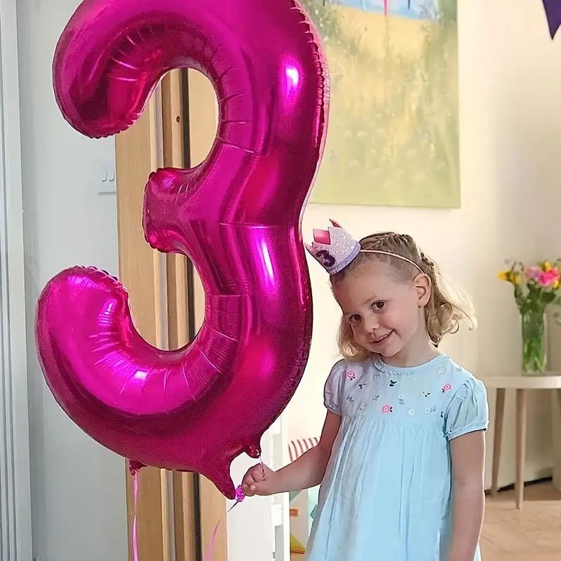 10 - 25 LEI - Balon din Folie Flippy, Cifra 3, 81 cm, Pentru Aer sau Heliu, Mov