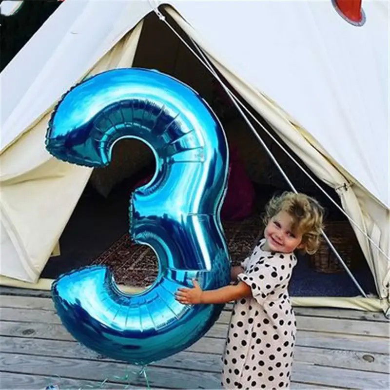 10 - 25 LEI - Balon din Folie Flippy, Cifra 3, 81 cm, Pentru Aer sau Heliu, Albastru