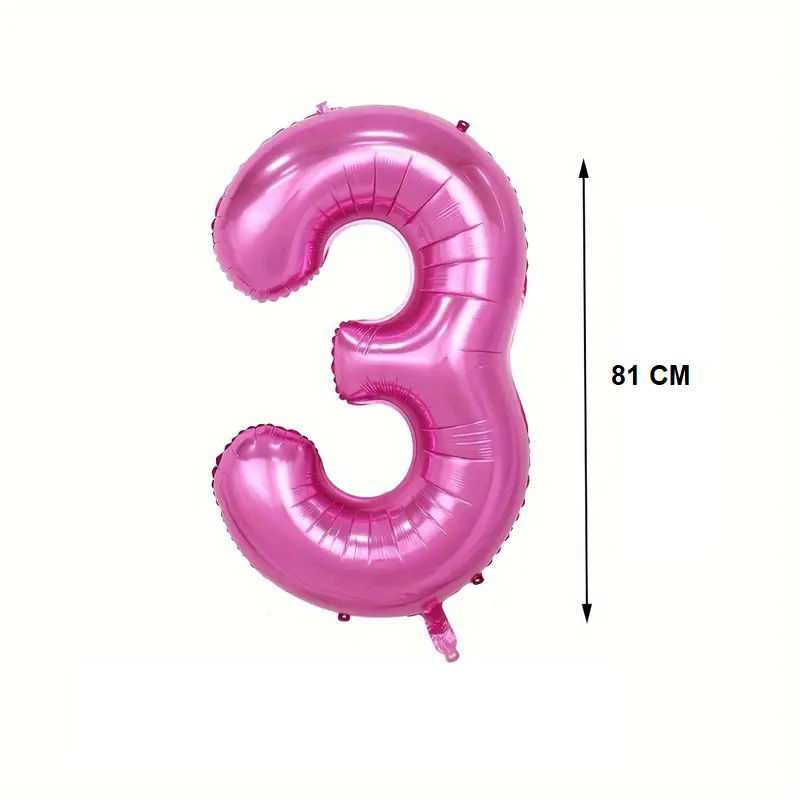 Balon din Folie Flippy, Cifra 3, 81 cm, Pentru Aer sau Heliu, Mov [3]