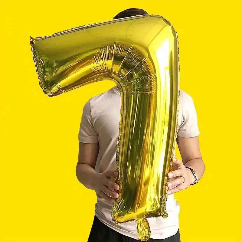 Balon din Folie Flippy, Cifra 7, 81 cm, Pentru Aer sau Heliu, Bulk, Auriu [3]