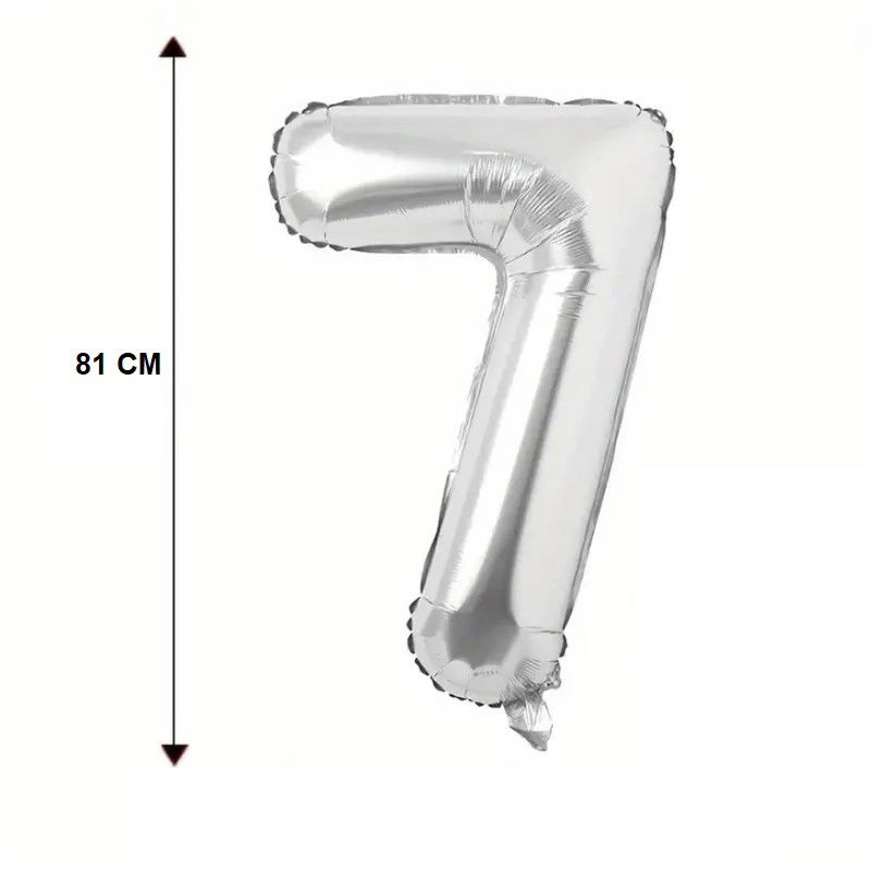 Balon din Folie Flippy, Cifra 7, 81 cm, Pentru Aer sau Heliu, Bulk, Argintiu [4]