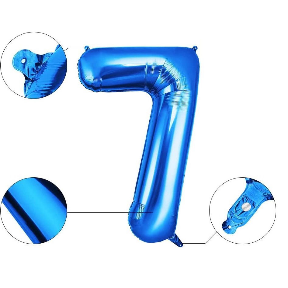 Balon din Folie Flippy, Cifra 7, 81 cm, Pentru Aer sau Heliu, Bulk, Albastru [3]