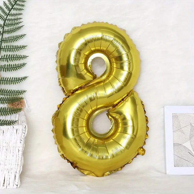 Balon din Folie Flippy, Cifra 8, 81 cm, Pentru Aer sau Heliu, Bulk, Auriu [2]