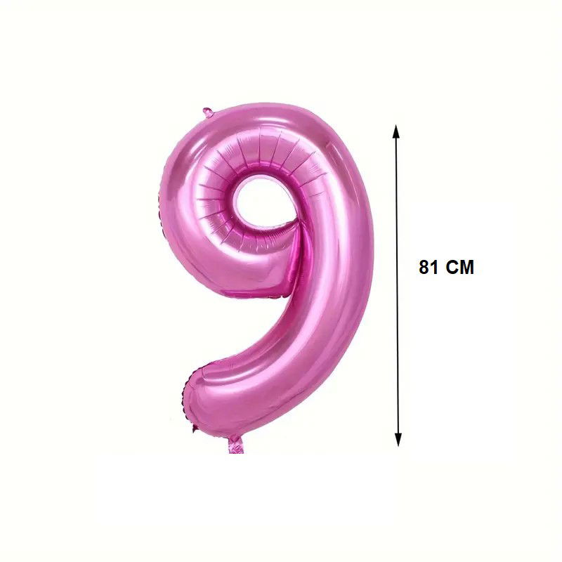 10 - 25 LEI - Balon din Folie Flippy, Cifra 9, 81 cm, Pentru Aer sau Heliu, Bulk, Mov
