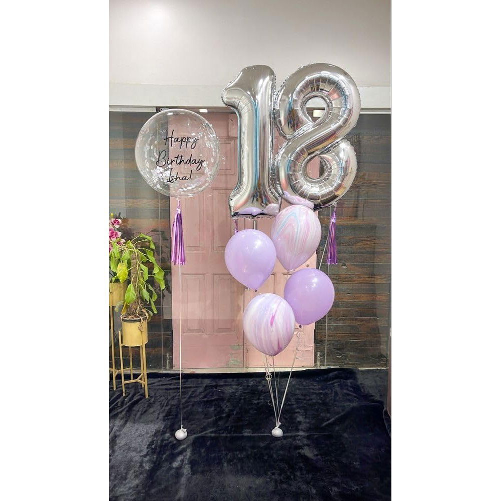 Balon din Folie Metalizata, Flippy, Figurina Cifra, Tema Aniversare 100 cm, Ambalaj Individual, Pai inclus, Umflare cu Aer sau Heliu, Argintiu, Cifra 8 [7]