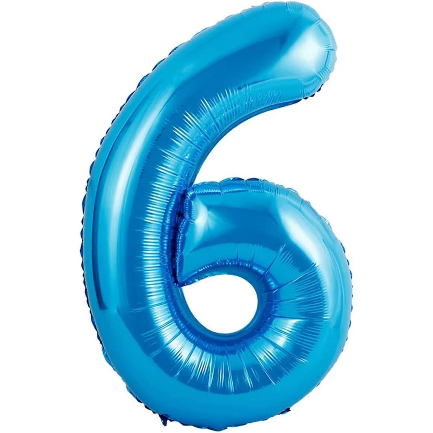 10 - 25 LEI - Balon din Folie Metalizata Flippy, Figurina Cifra si Coroana, Tema Aniversare 100 cm, Ambalaj Individual, Pai inclus, Umflare cu Aer sau Heliu, Albastru, Cifra 6