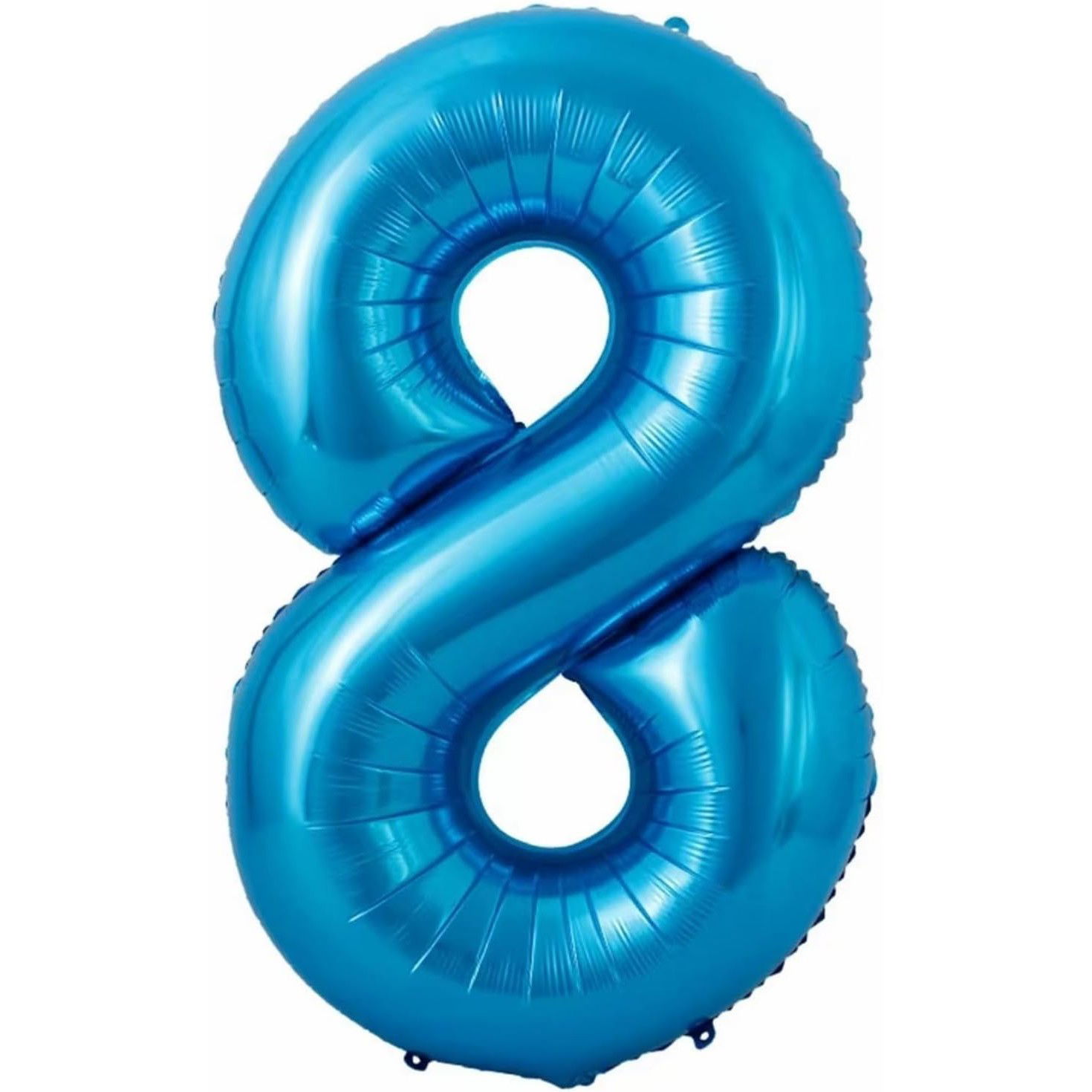 10 - 25 LEI - Balon din Folie Metalizata Flippy, Figurina Cifra si Coroana, Tema Aniversare 100 cm, Ambalaj Individual, Pai inclus, Umflare cu Aer sau Heliu, Albastru, Cifra 8