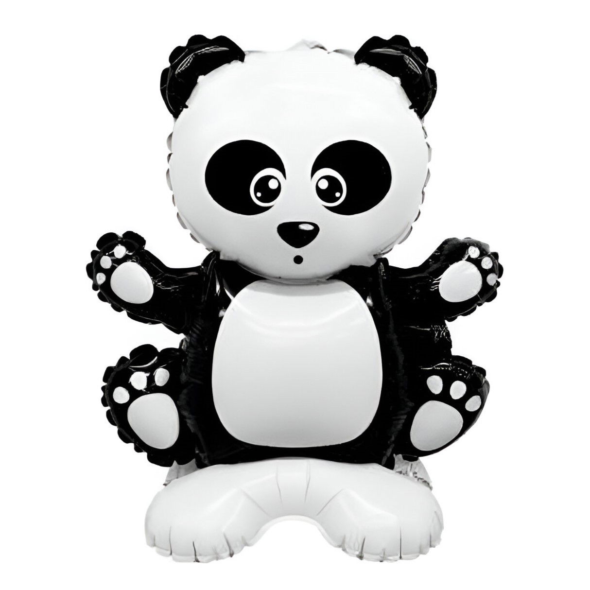 Baloane cu Suport - Balon din Folie Metalizata, Flippy, Figurine Animăluțe, Model Panda, 43x59cm, Ambalaj Individual, Pai Inclus, Umflare cu Aer sau Heliu, Alb Negru