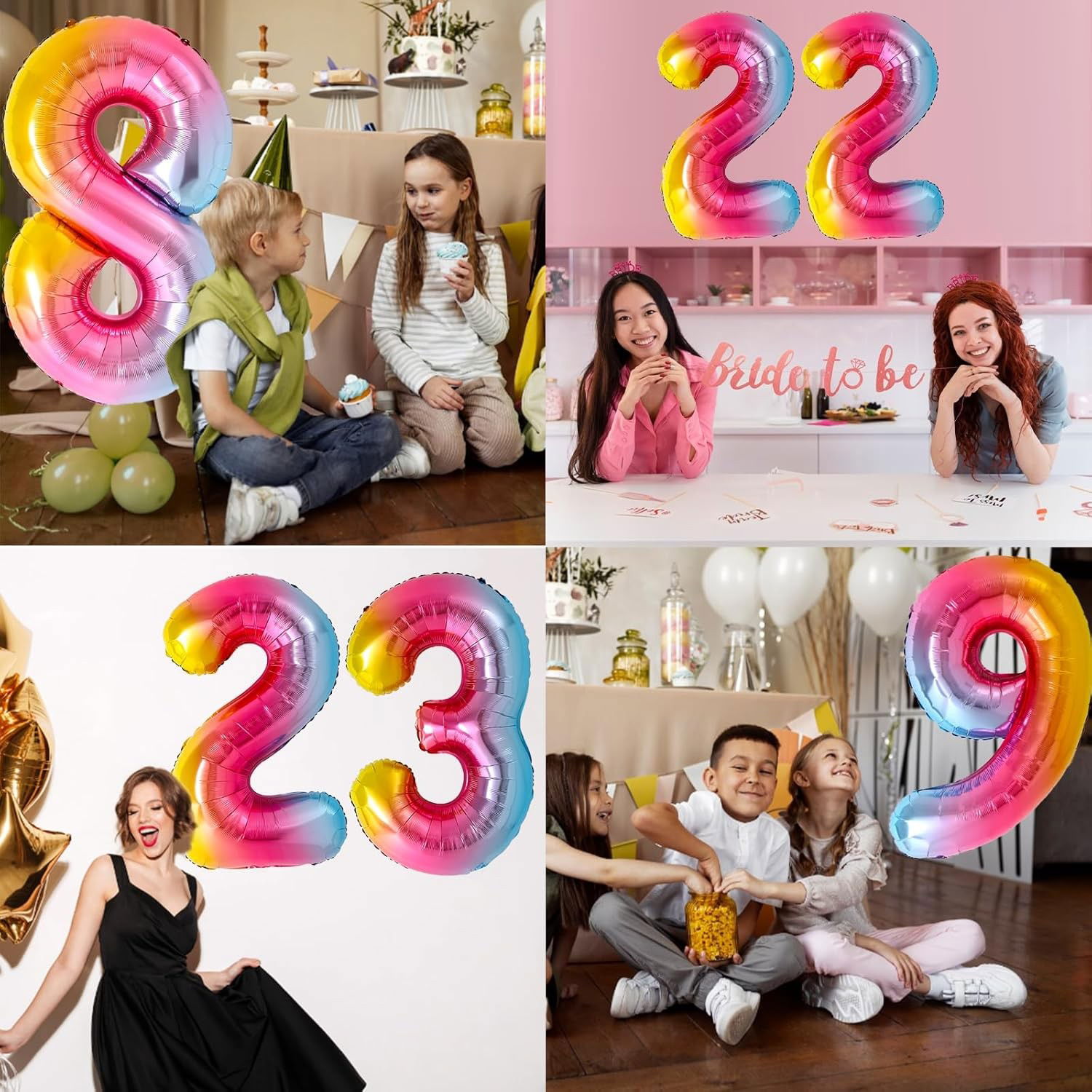 Balon din Folie Metalizata Flippy, Figurina Cifra, Tema Aniversare 40 cm, Ambalaj Individual, Pai inclus, Umflare cu Aer sau Heliu, Multicolor, Cifra 8 [3]