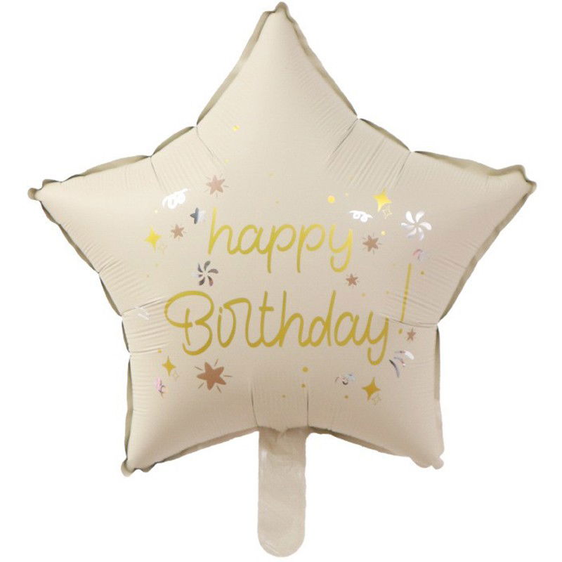 10 - 25 LEI - Balon din Folie Metalizata, Flippy, Figurina Animata, Model Stea, 45 cm, Ambalaj Individual, Pai Inclus, Umflare cu Aer sau Heliu, Bej