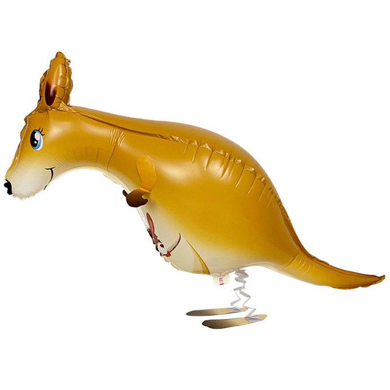 Balon din Folie Metalizata, Flippy, Figurina Animata, Model Cangur, 102x34 cm, Ambalaj Individual, Pai Inclus, Umflare cu Aer sau Heliu, Maro [1]