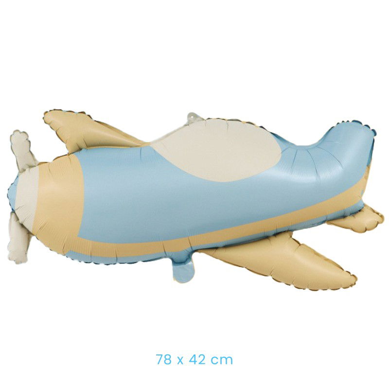 10 - 25 LEI - Balon din Folie Metalizata, Flippy, Figurina Animata, Model Avion, 78 x 42 cm, Ambalaj Individual, Pai Inclus, Umflare cu Aer sau Heliu, Albastru