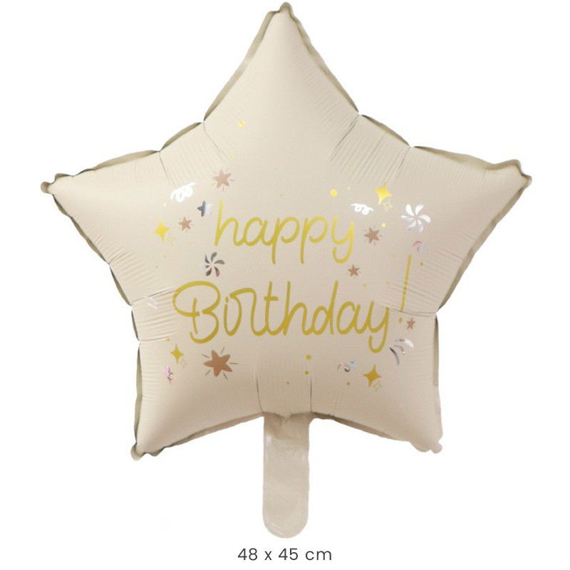 10 - 25 LEI - Balon din Folie Metalizata, Flippy, Figurina Animata, Model Stea, 45 cm, Ambalaj Individual, Pai Inclus, Umflare cu Aer sau Heliu, Bej