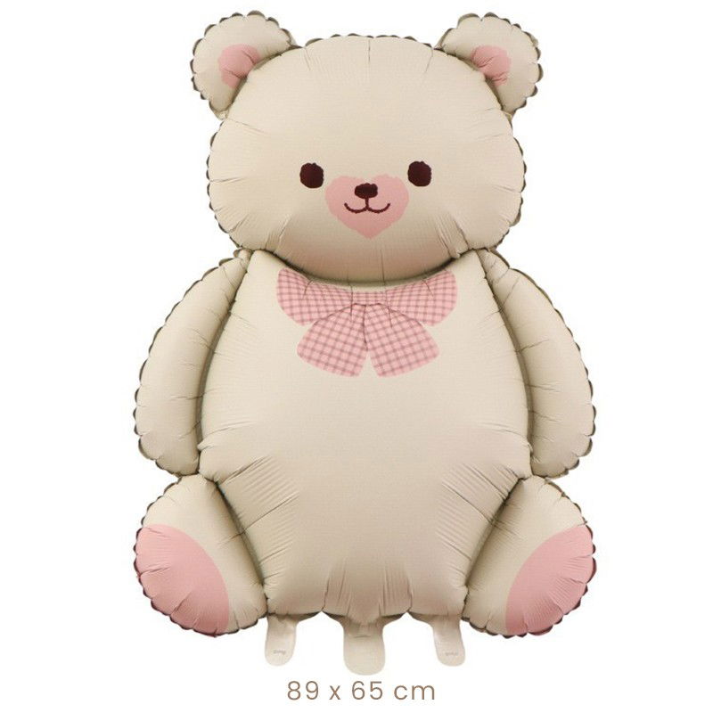 10 - 25 LEI - Balon din Folie Metalizata, Flippy, Figurina Animata, Model Ursulet, 89 x 65 cm, Ambalaj Individual, Pai Inclus, Umflare cu Aer sau Heliu, Bej Sampanie