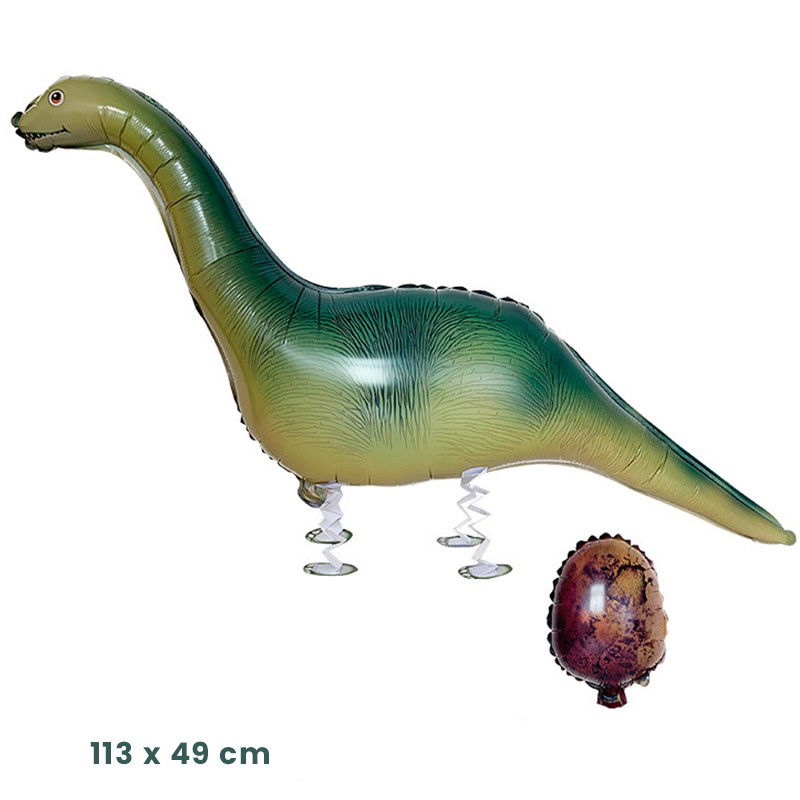 Balon din Folie Metalizata, Flippy, Figurina Animata, Model Dinozaur cu Ou, 113x49 cm, Ambalaj Individual, Pai Inclus, Umflare cu Aer sau Heliu, Verde inchis [2]