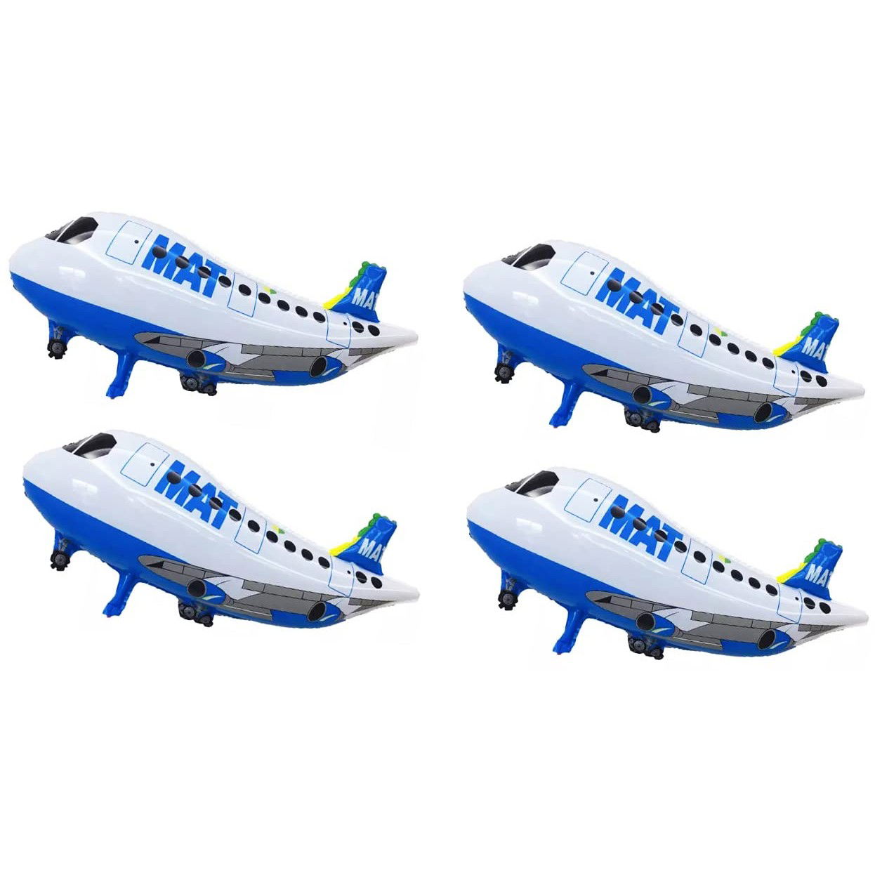 Balon din Folie Metalizata, Flippy, Figurina Avion, Tema Aeronava, 44x82.5 cm, Ambalaj Individual, Pai Inclus, Umflare cu Aer sau Heliu, Alb [3]