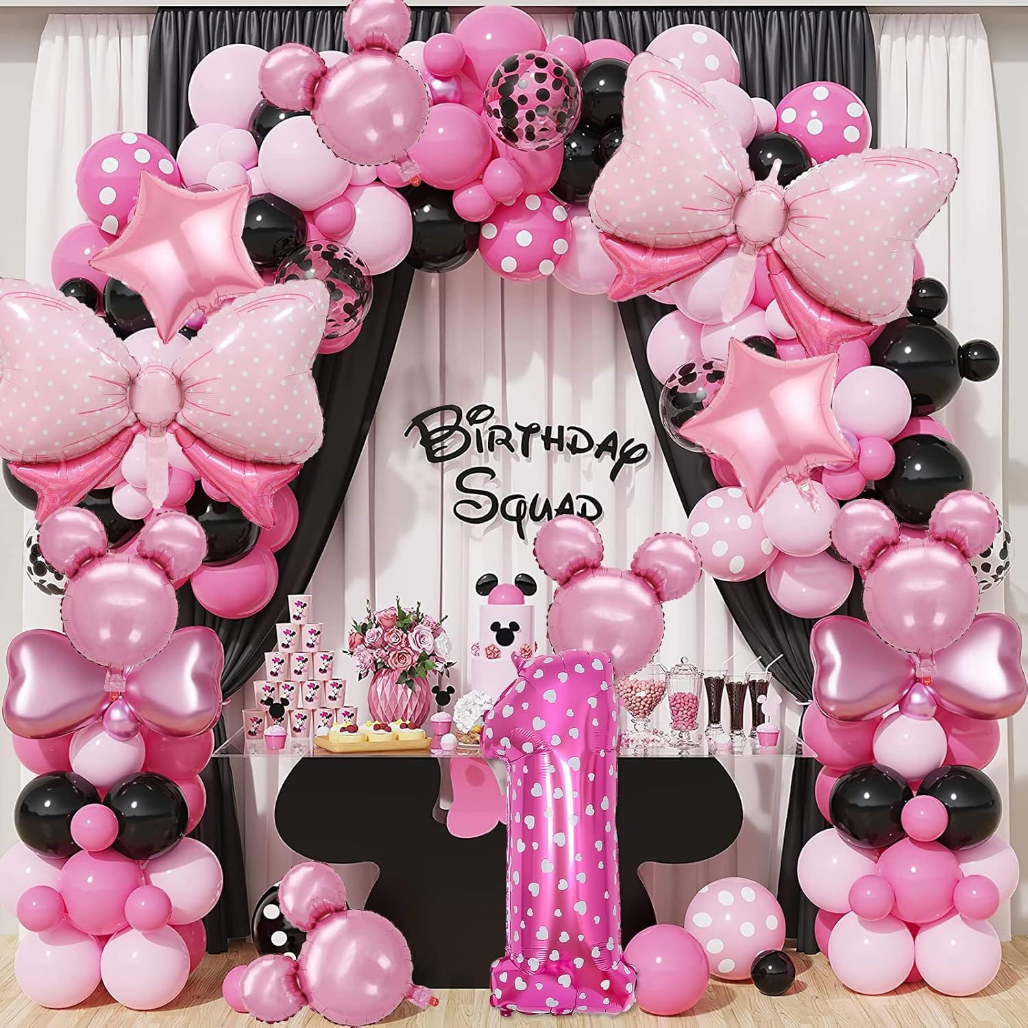 Balon din Folie Metalizata Flippy, Figurina Cifra, Imprimeu Inimi, Tema Aniversare 80 cm, Ambalaj Individual, Pai inclus, Umflare cu Aer sau Heliu, Roz, Cifra 1 [4]