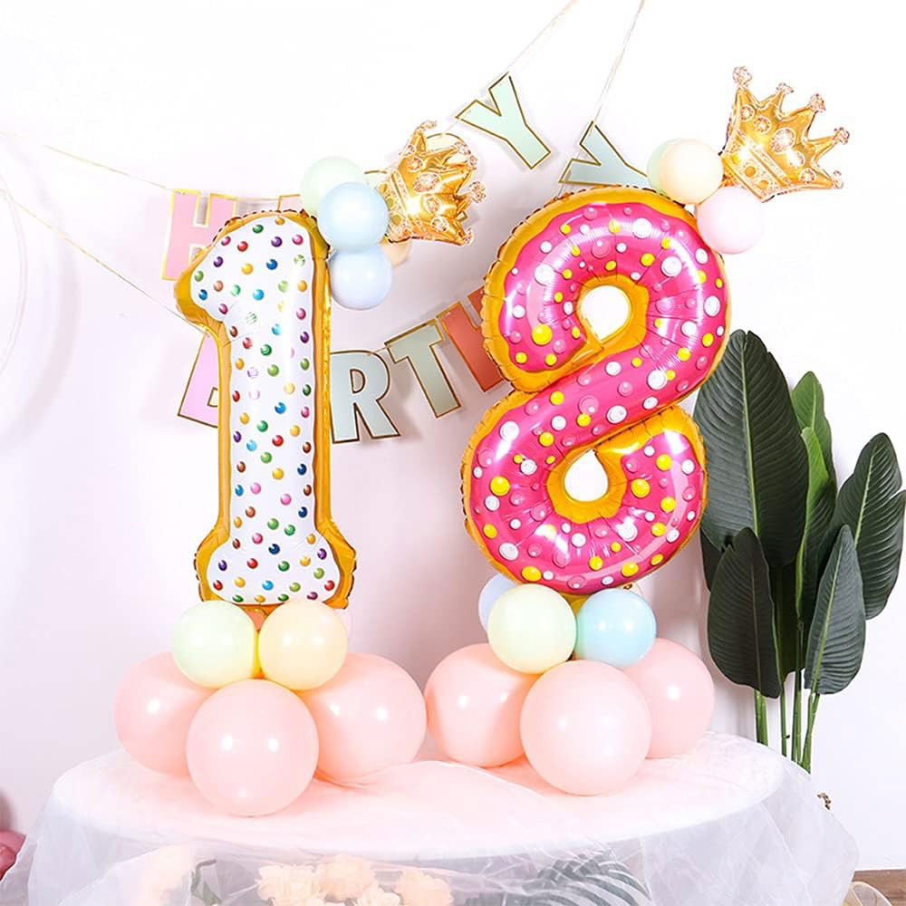 Petrecere - Balon din Folie Metalizata Flippy, Figurina Cifra, Model Candy, Tema Aniversare 100 cm, Ambalaj Individual, Pai inclus, Umflare cu Aer sau Heliu, Multicolor, Cifra 1