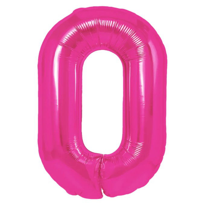 Petrecere - Balon din Folie Metalizata, Flippy, Figurina Cifra, Model 0, Tema Aniversare 100 cm, Ambalaj Individual, Pai Inclus, Umflare cu Aer sau Heliu, Roz