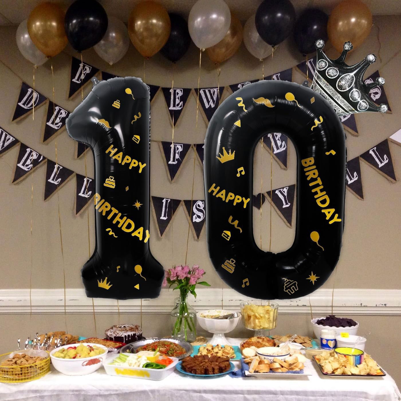 Balon din Folie Metalizata Flippy, Figurina Cifra, Scris Happy Birthday, Tema Aniversare 100 cm, Ambalaj Individual, Pai inclus, Umflare cu Aer sau Heliu, Negru, Cifra 0 [3]