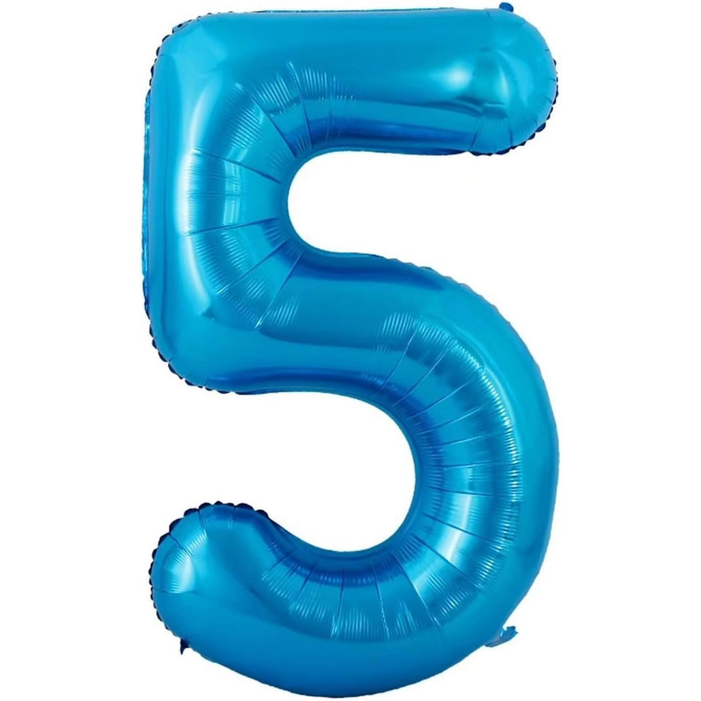 10 - 25 LEI - Balon din Folie Metalizata Flippy, Figurina Cifra si Coroana, Tema Aniversare 100 cm, Ambalaj Individual, Pai inclus, Umflare cu Aer sau Heliu, Albastru, Cifra 5