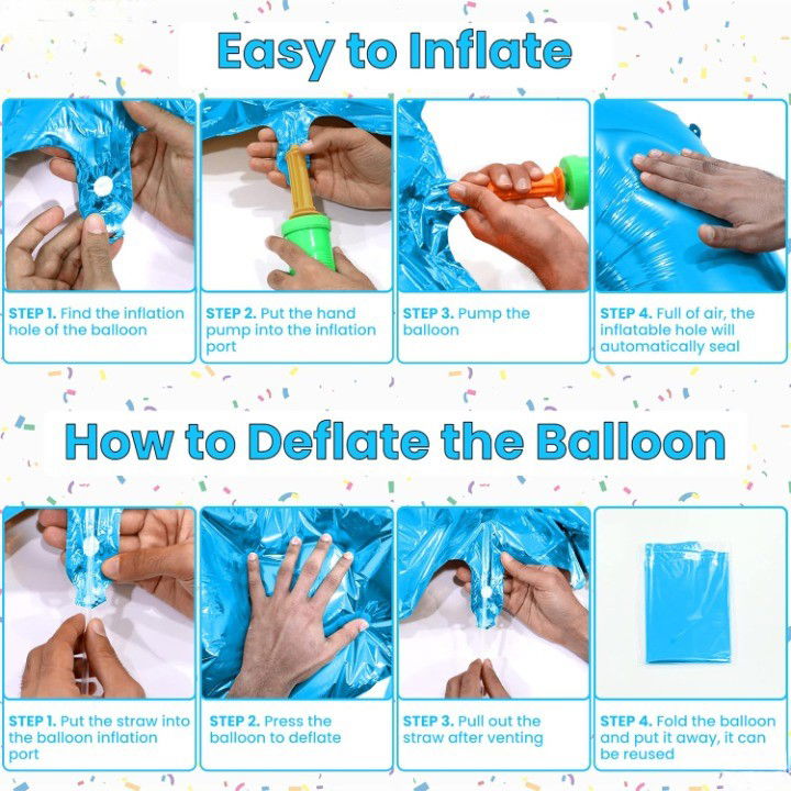 Balon din Folie Metalizata, Flippy, Figurina Cifra, Tema Aniversare 80 cm, Ambalaj Individual, Pai inclus, Umflare cu Aer sau Heliu, Albastru, Cifra 5 [9]