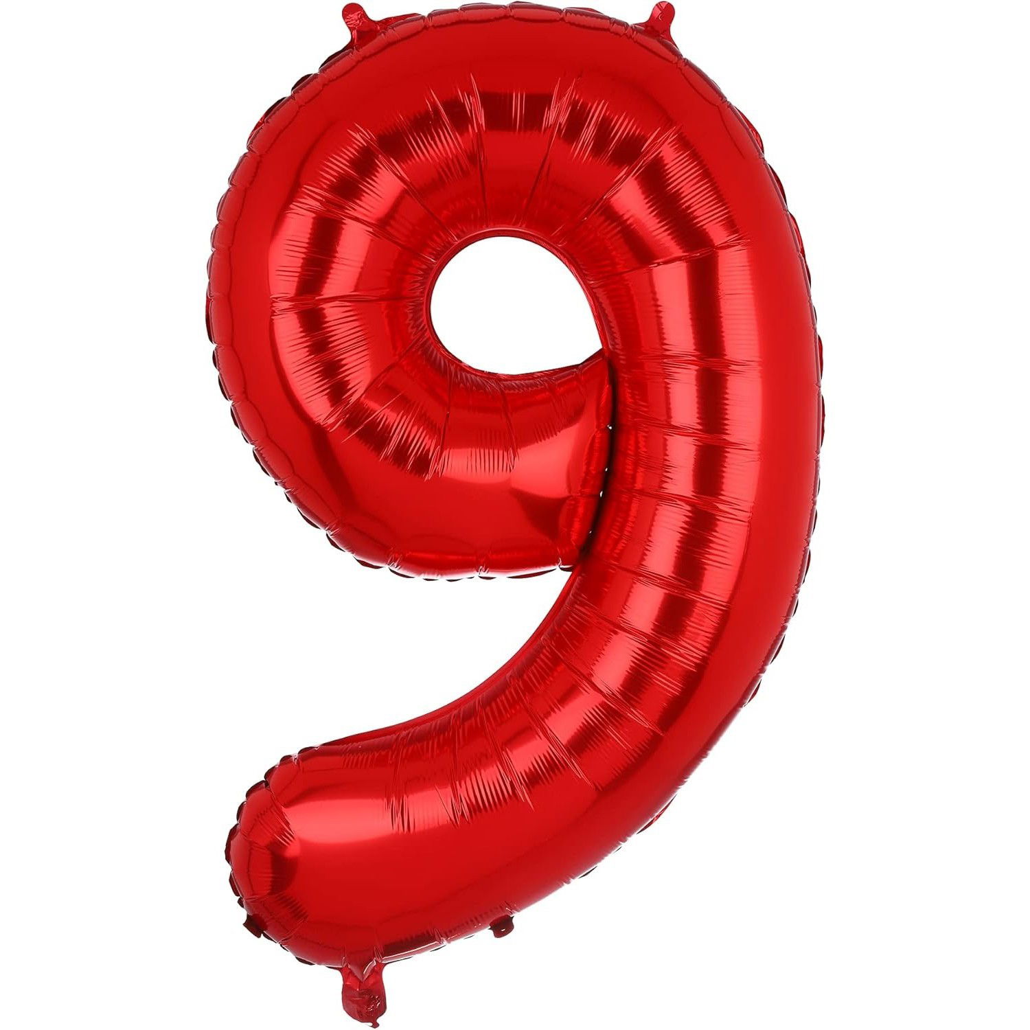Petrecere - Balon din Folie Metalizata Flippy, Figurina Cifra, Tema Aniversare 100 cm, Ambalaj Individual, Pai inclus, Umflare cu Aer sau Heliu, Rosu, Cifra 9